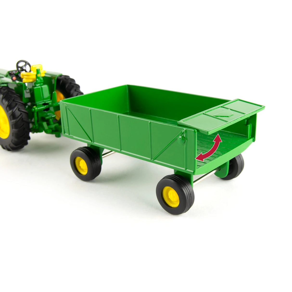 TOMY | John Deere tractor 4020 1:32 con vagon, rastra, corral y caballos