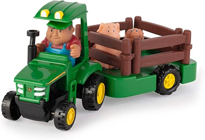 TOMY | John Deere tractor con remolque, animales y personajes