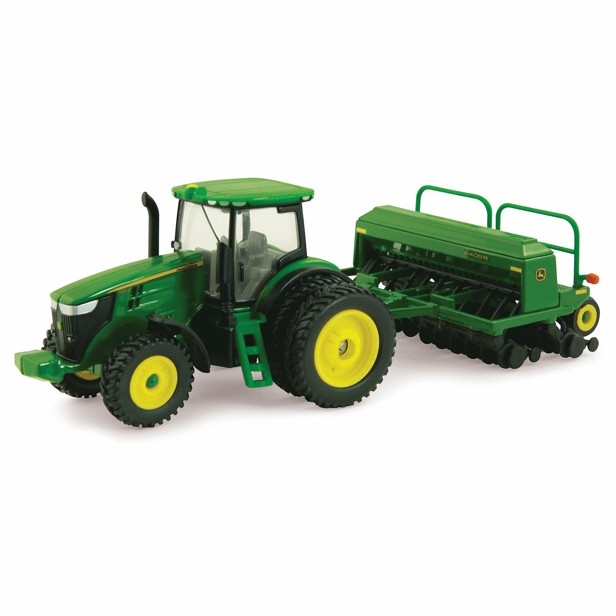 TOMY | John Deere tractor a escala 1:64 con rastra 7215R