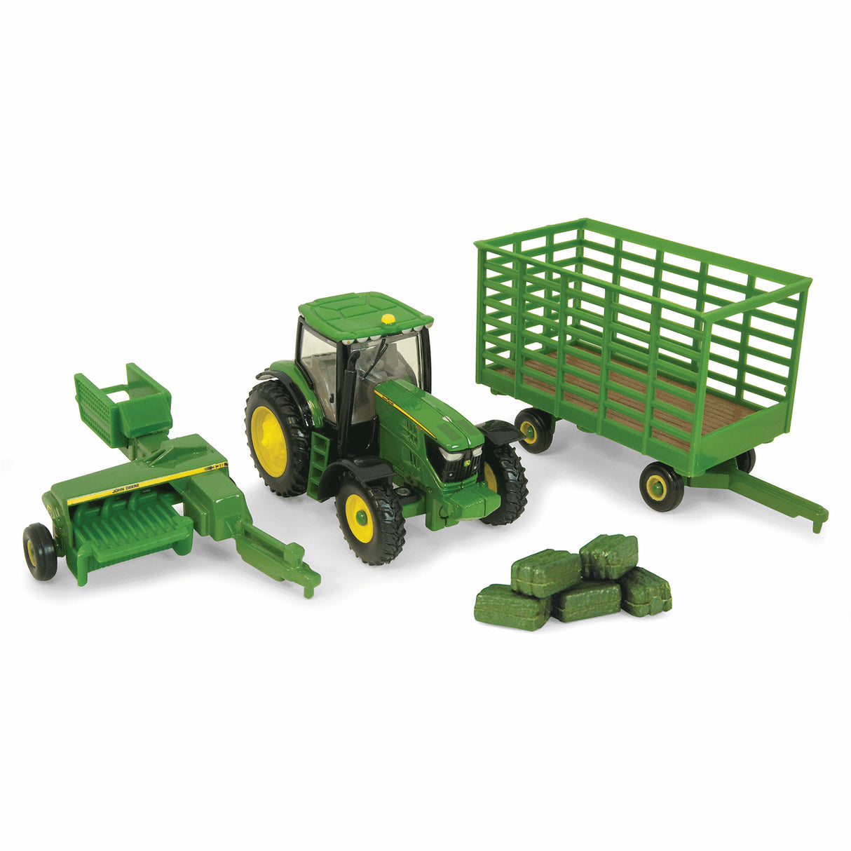 ERTL | John Deere tractor 6210R 1:64 con vagon, emapacadora y pacas