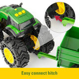 TOMY | John Deere Monster Treads tractor con vagon luces y sonido