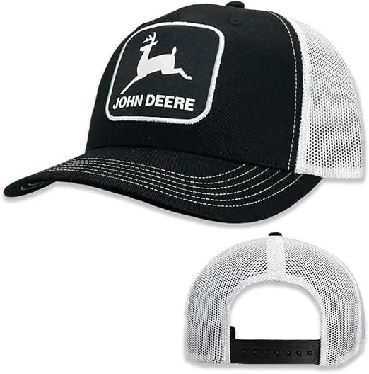 JOHN DEERE | Gorra negra retro con malla blanca