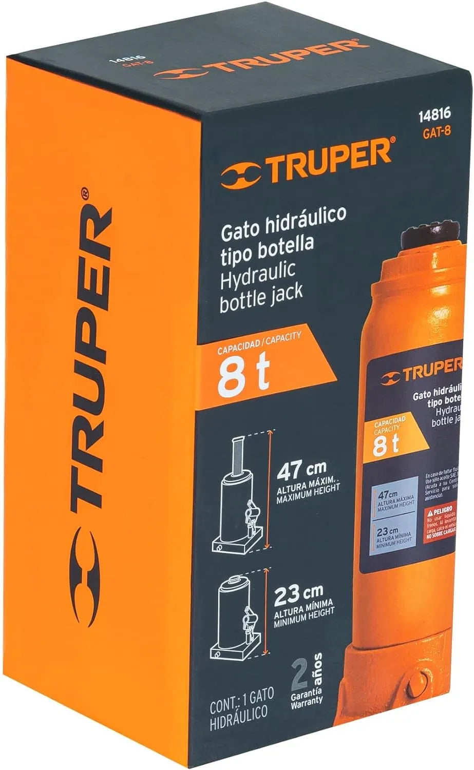 TRUPER | Gato hidraulico tipo botella para 8 toneladas