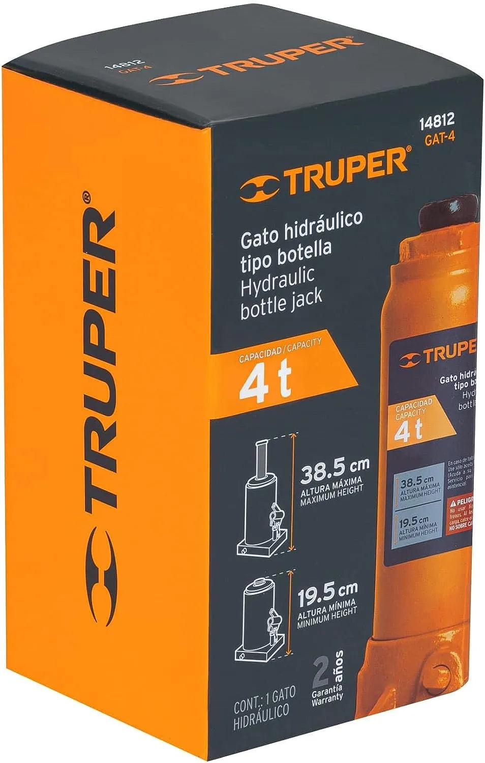 TRUPER | Gato hidraulico tipo botella para 4 toneladas