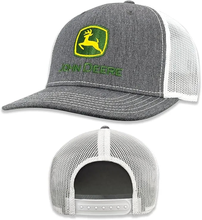 JOHN DEERE | Gorra gris con malla blanca