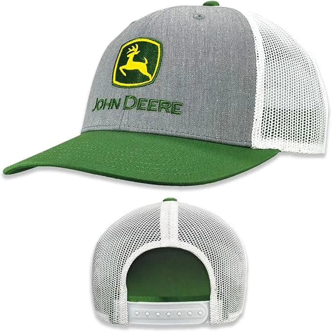 JOHN DEERE | Gorra Gris/Verde con malla blanca