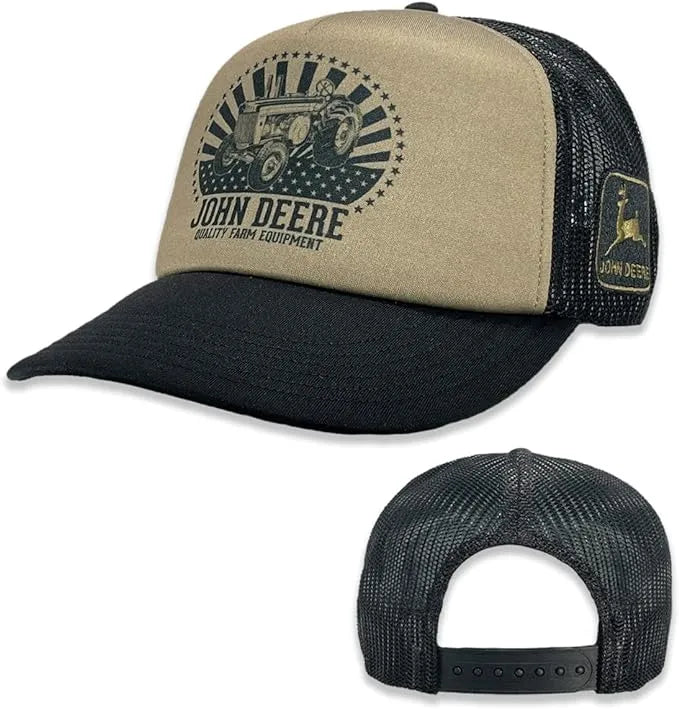 JOHN DEERE | Gorra retro Cafe/Negro con malla negra