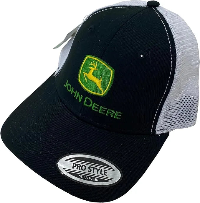 JOHN DEERE | Gorra negra con malla blanca