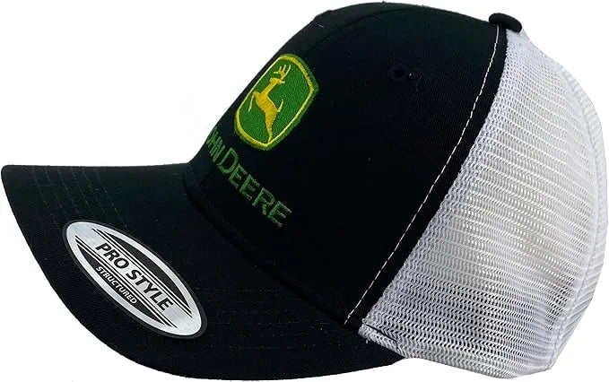 JOHN DEERE | Gorra negra con malla blanca