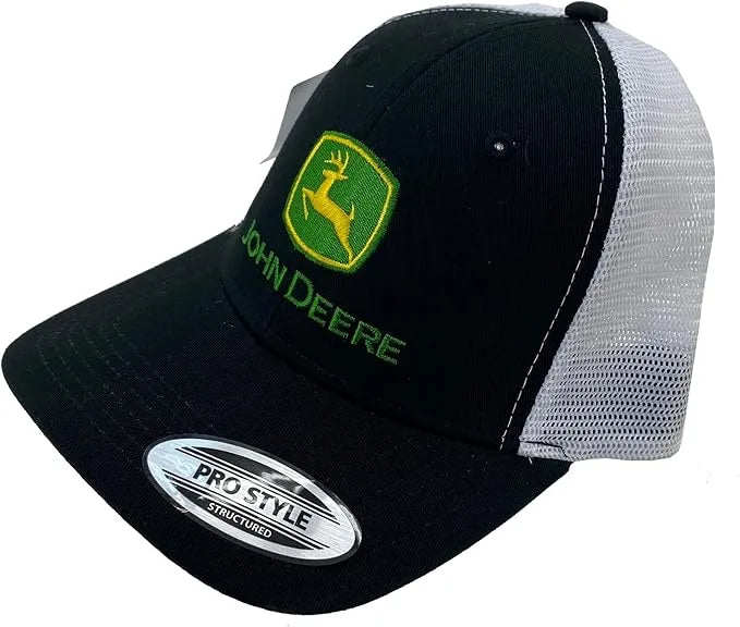 JOHN DEERE | Gorra negra con malla blanca