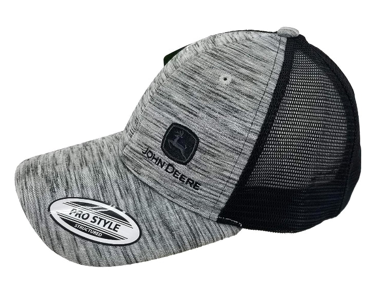 JOHN DEERE | Gorra blanco y negro jaspeado con malla con boton