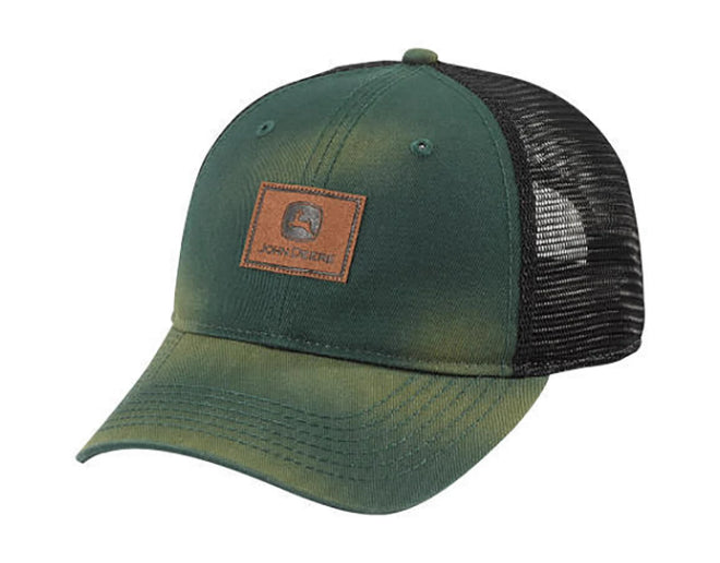 JOHN DEERE | Gorra verde deslavada con malla negra con cierre