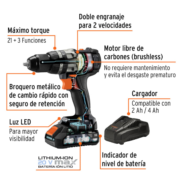 TRUPER | Max roto martillo taladro destornillador inalambrico