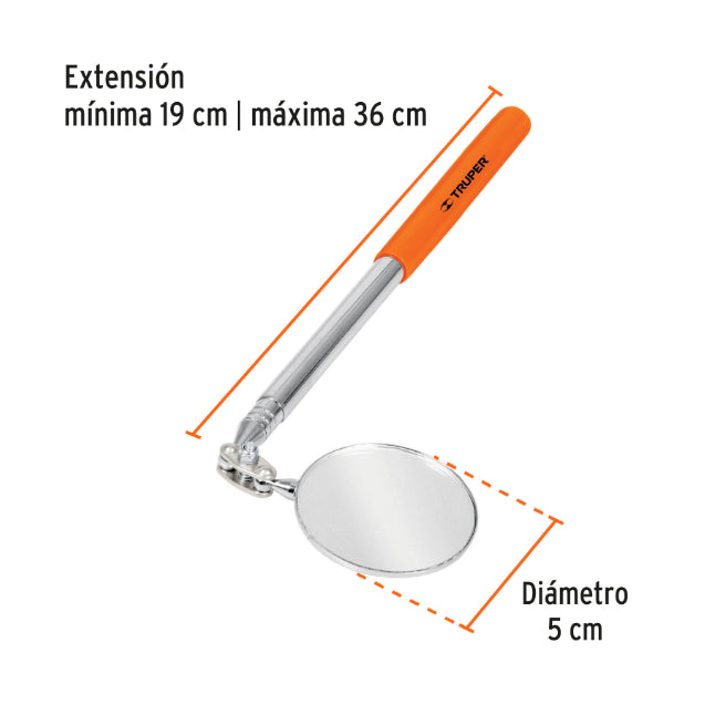 TRUPER | Espejo telescopico de inspeccion de 2 pulgadas