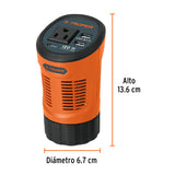 TRUPER | Inversor de corriente tipo copa con puertos USB 120 watts