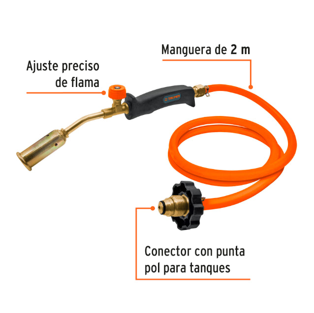 TRUPER | Soplete con manguera para gas de 2m