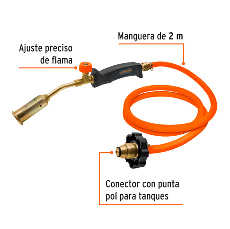 TRUPER | Soplete con manguera para gas de 2m