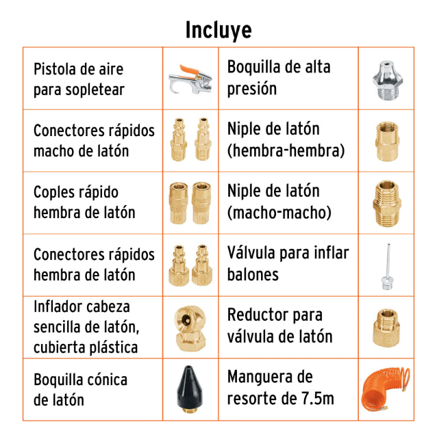 TRUPER | Juego de accesorios neumaticos de 15 piezas