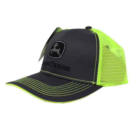 JOHN DEERE | Gorra verde fosfo y gris con malla