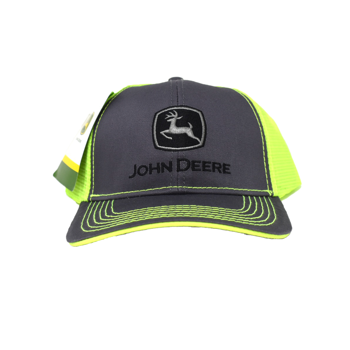 JOHN DEERE | Gorra verde fosfo y gris con malla