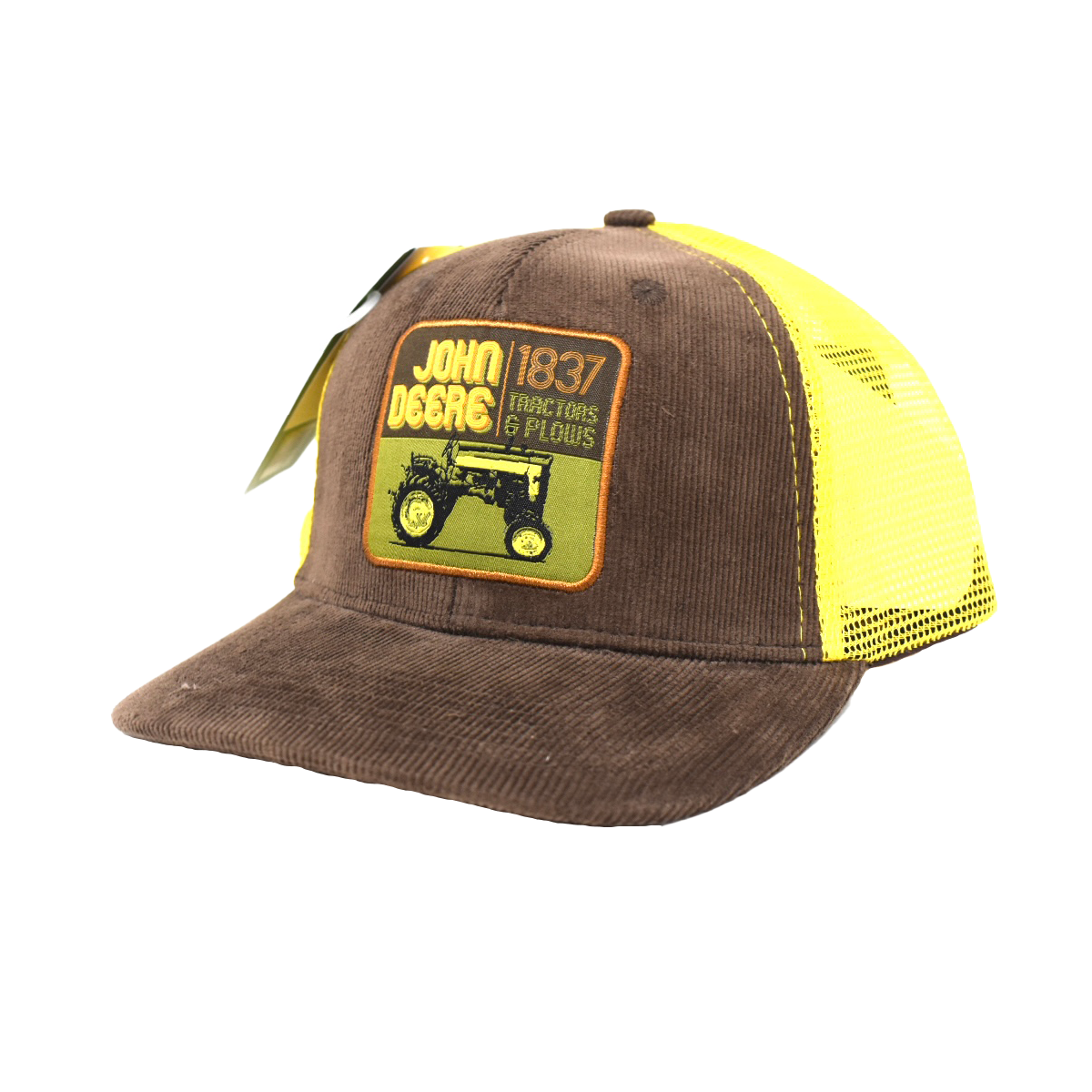 JOHN DEERE | Gorra cafe con malla amarilla retro 1837