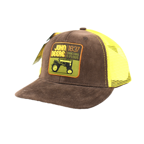 JOHN DEERE | Gorra cafe con malla amarilla retro 1837