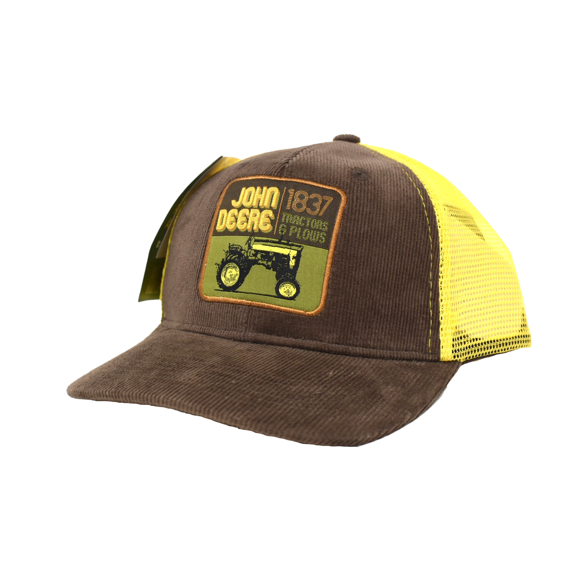 JOHN DEERE | Gorra cafe con malla amarilla retro 1837