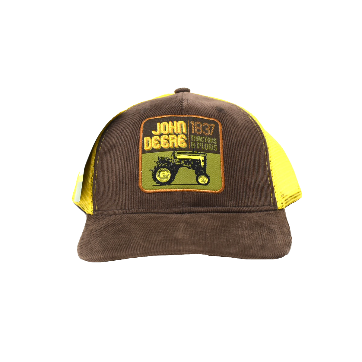 JOHN DEERE | Gorra cafe con malla amarilla retro 1837