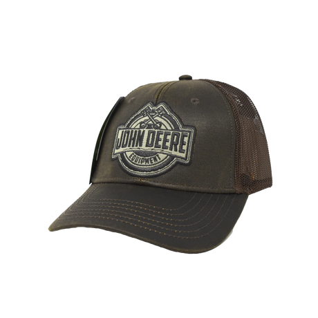 JOHN DEERE | Gorra cafe obscuro con malla vinipiel