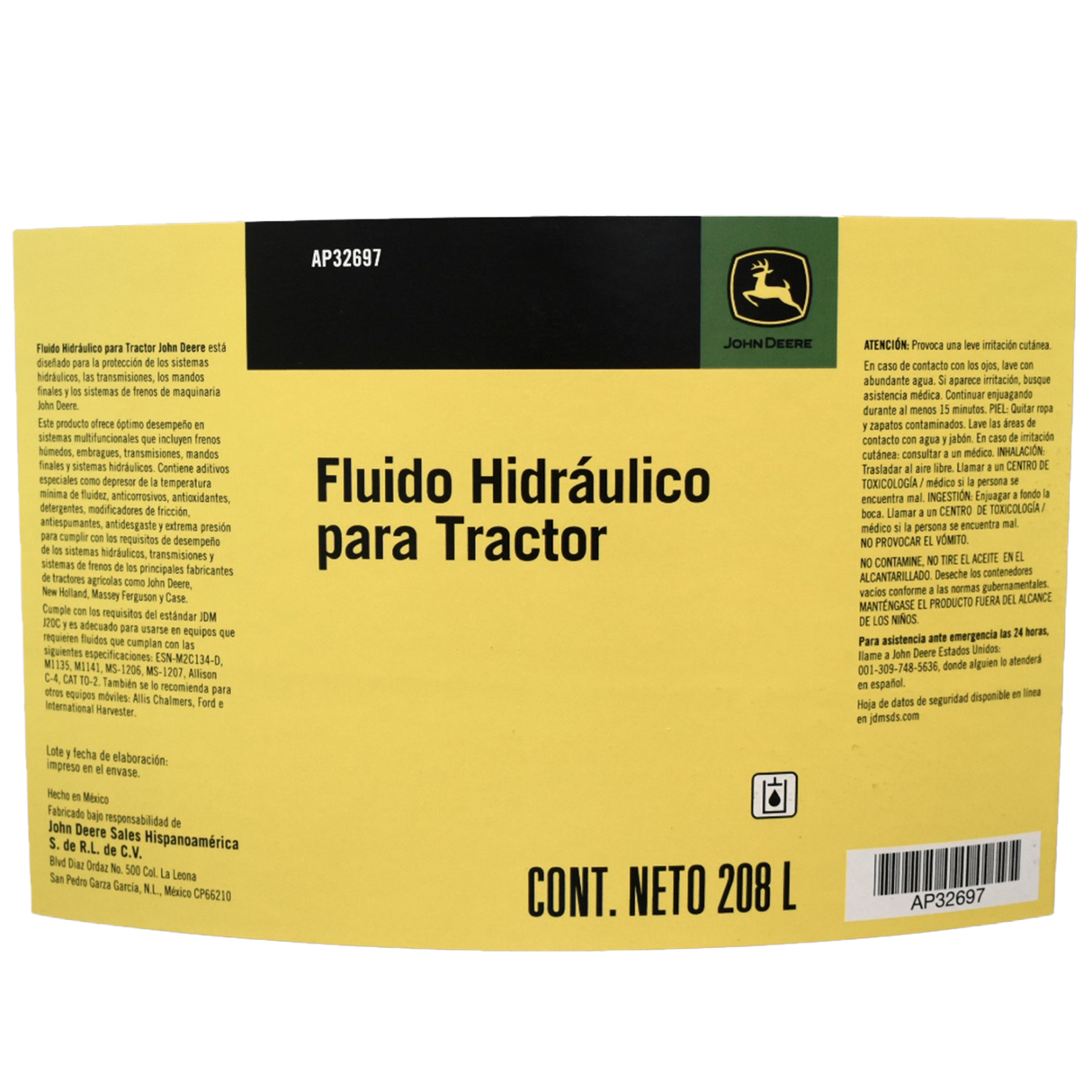 JOHN DEERE | Aceite hidraulico J20C para tractor