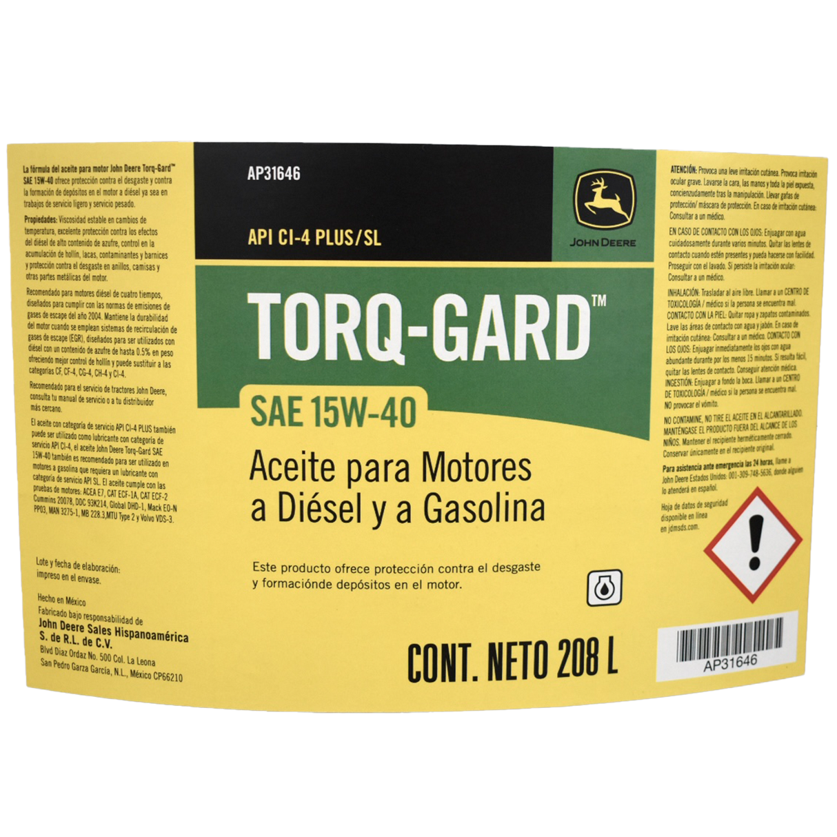 JOHN DEERE | Aceite multigrado SAE 15W40