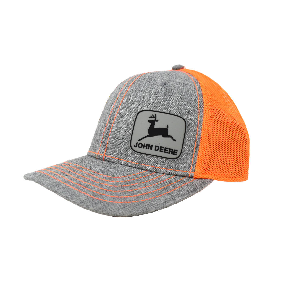 JOHN DEERE | Gorra gris con naranja fosfo de malla