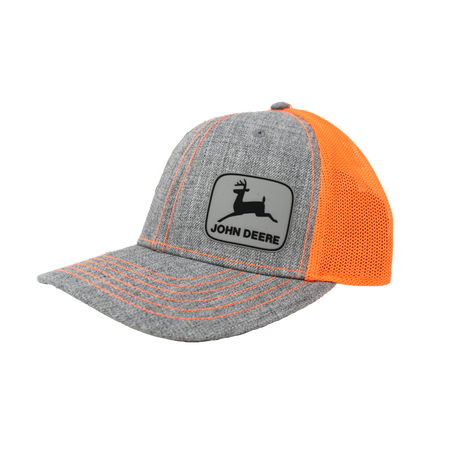 JOHN DEERE | Gorra gris con naranja fosfo de malla