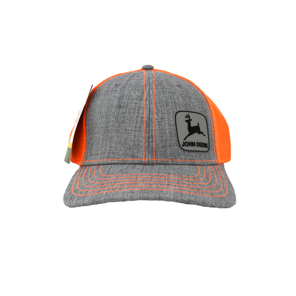 JOHN DEERE | Gorra gris con naranja fosfo de malla