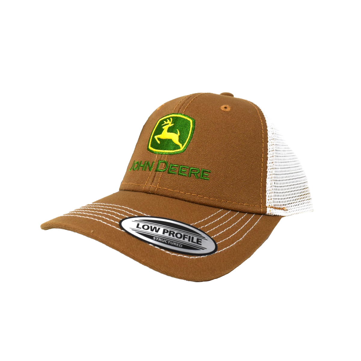 JOHN DEERE | Gorra cafe con malla blanca con botones