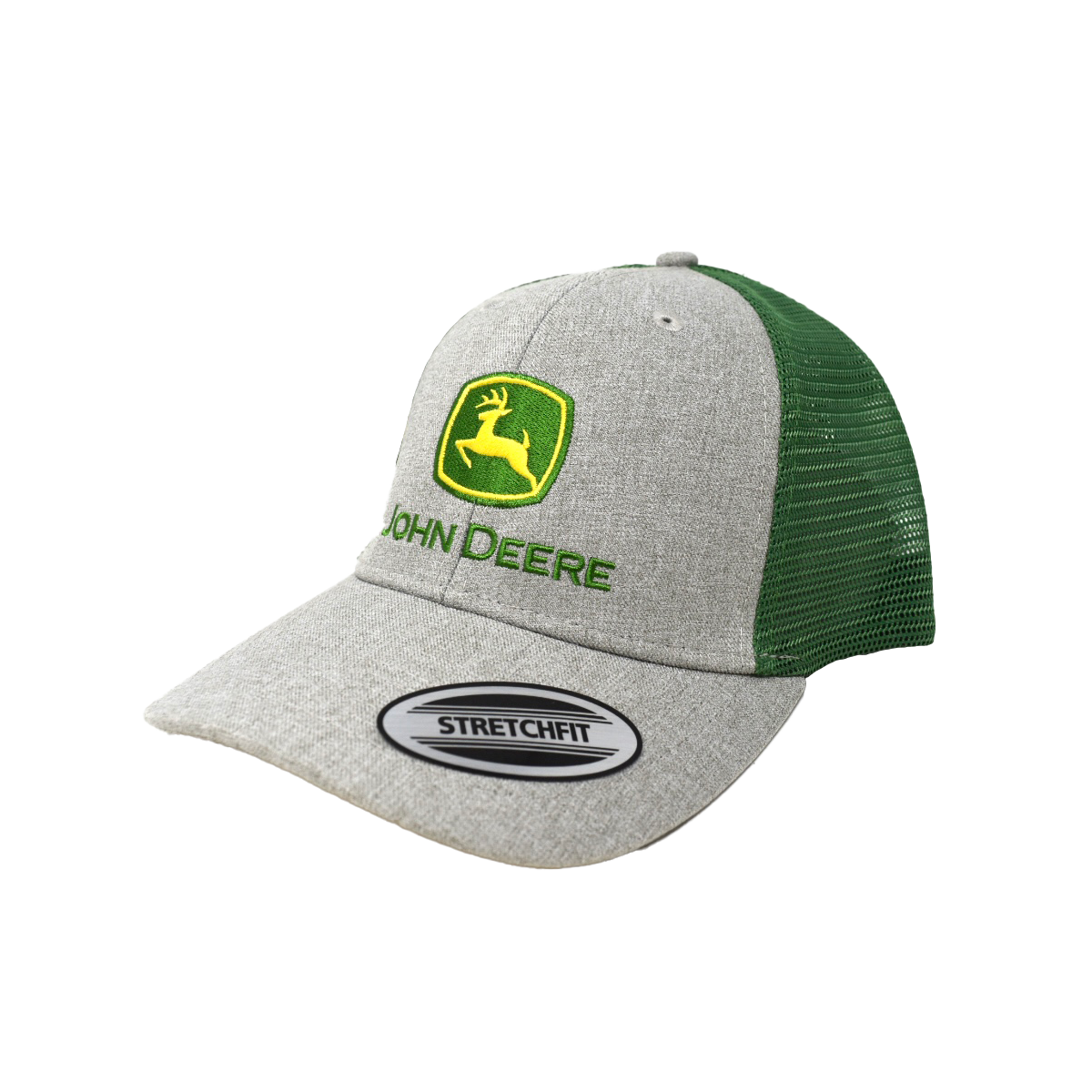 JOHN DEERE | Gorra gris con malla verde cerrada