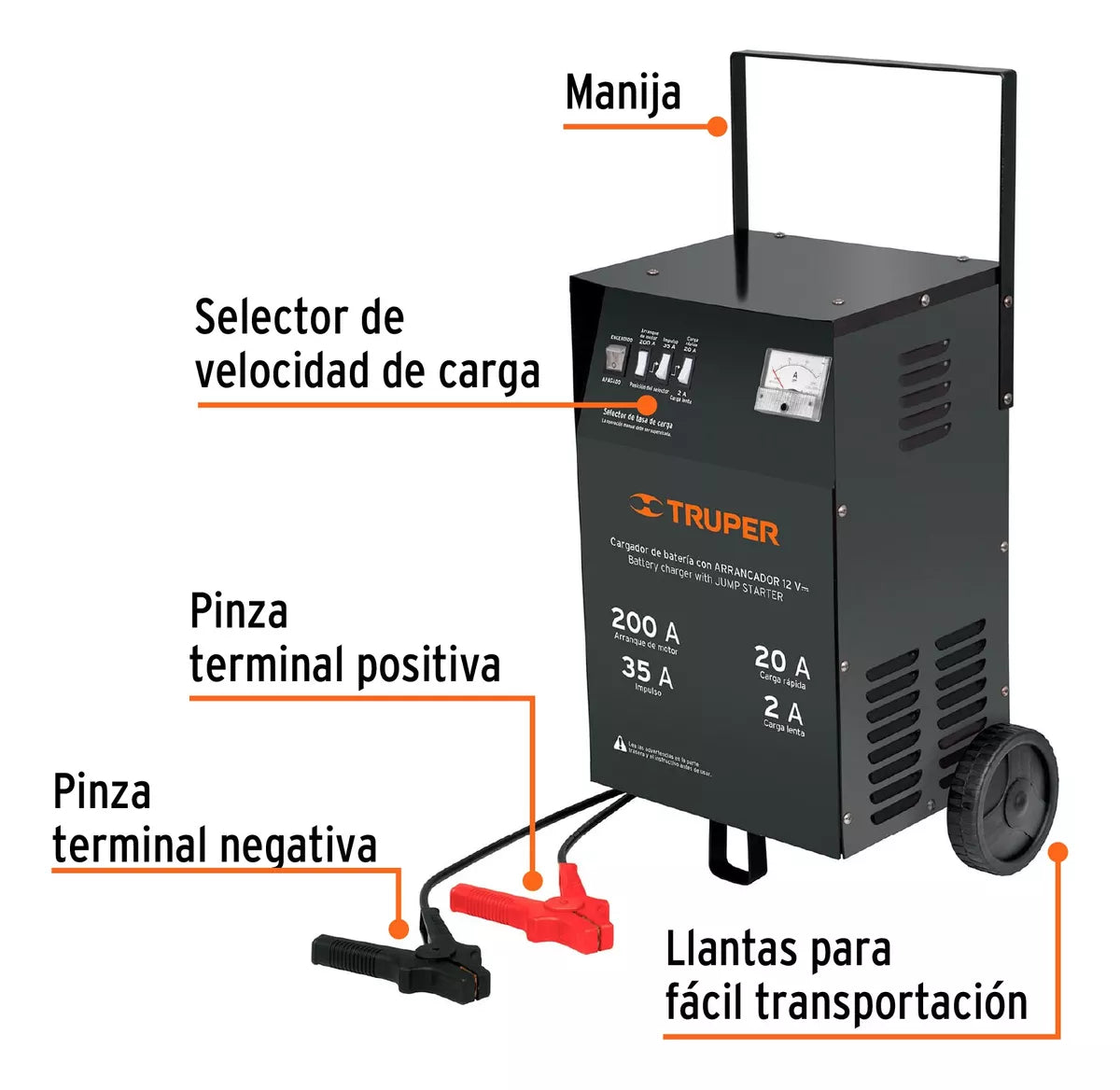 TRUPER | Cargador de baterias 12V con arrancador