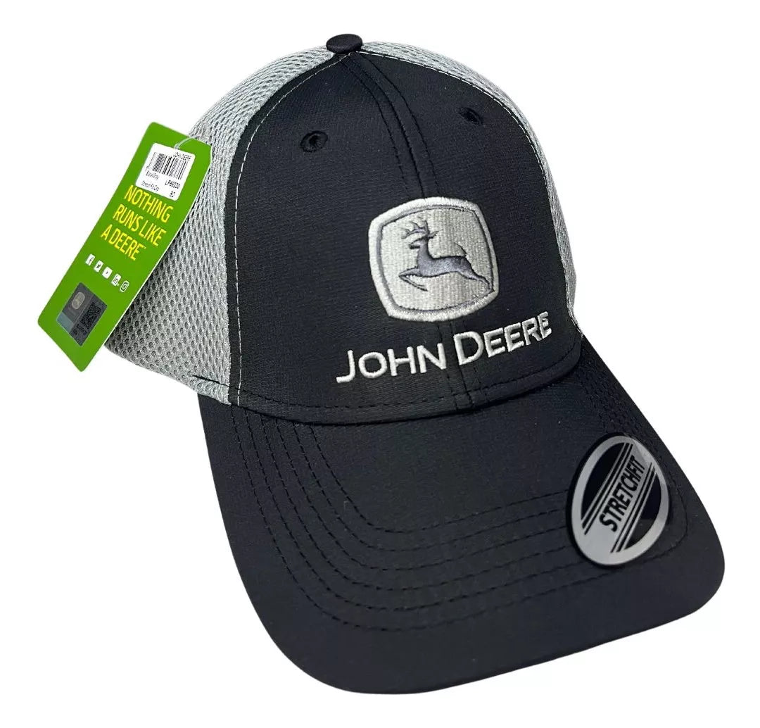 JOHN DEERE | Gorra negra con malla suave gris