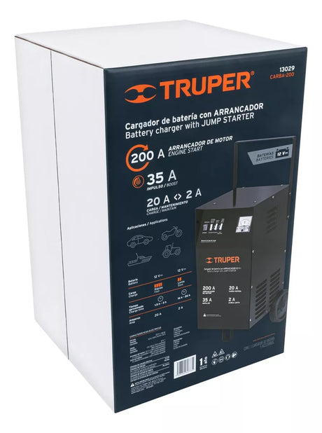 TRUPER | Cargador de baterias 12V con arrancador