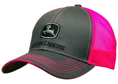 JOHN DEERE | Gorra rosa y gris con malla