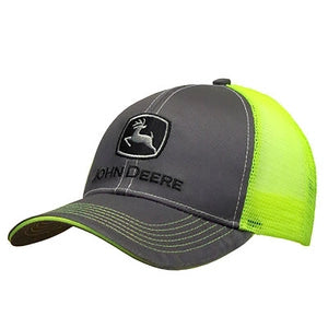 JOHN DEERE | Gorra verde fosfo y gris con malla