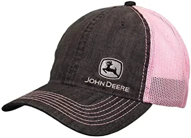 JOHN DEERE | Gorra mezclilla gris y rosa con malla