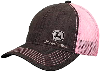 JOHN DEERE | Gorra mezclilla gris y rosa con malla