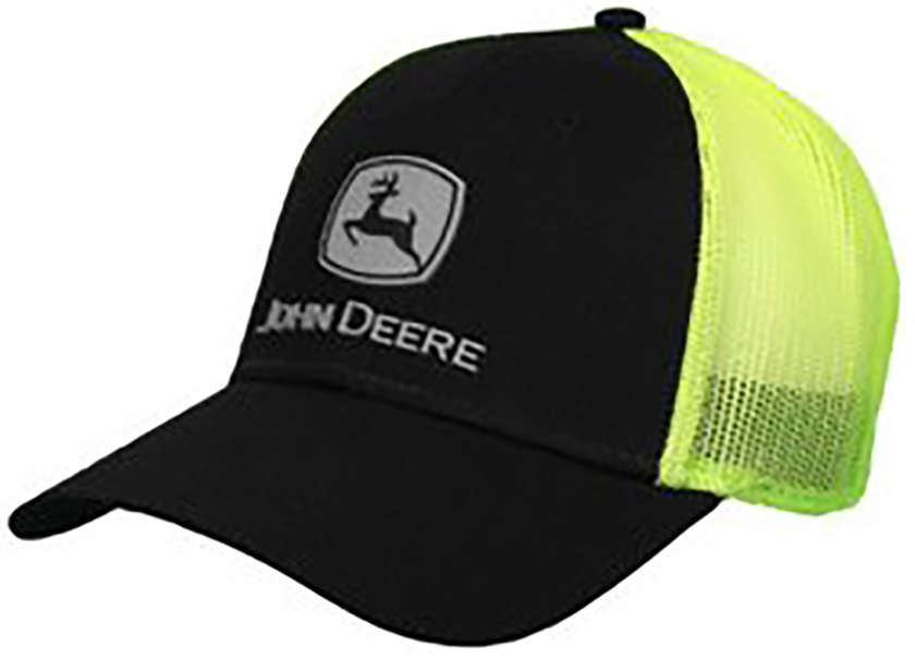 JOHN DEERE | Gorra negro y verde fosfo con malla