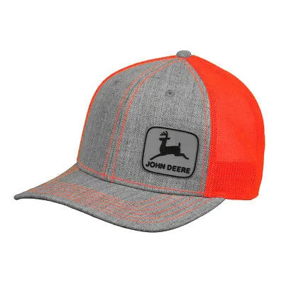 JOHN DEERE | Gorra gris con naranja fosfo de malla