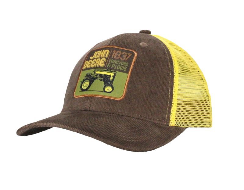 JOHN DEERE | Gorra cafe con malla amarilla retro 1837