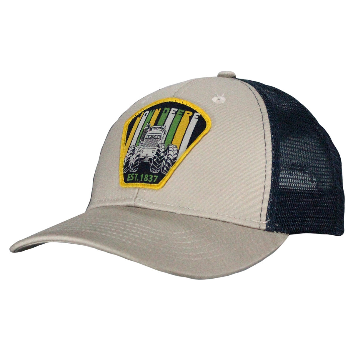 JOHN DEERE | Gorra retro colors beige y azul con malla