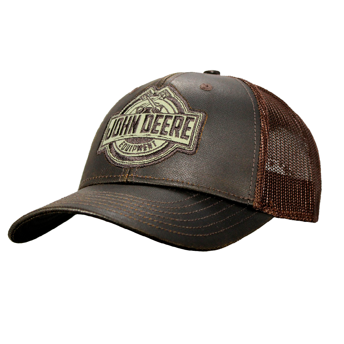 JOHN DEERE | Gorra cafe obscuro con malla vinipiel