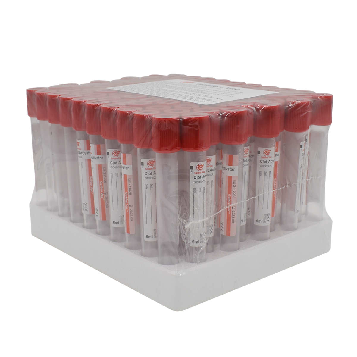 GOLDEN VAC | Pack 100 tubos vacutainer BD de 6 ml color rojo